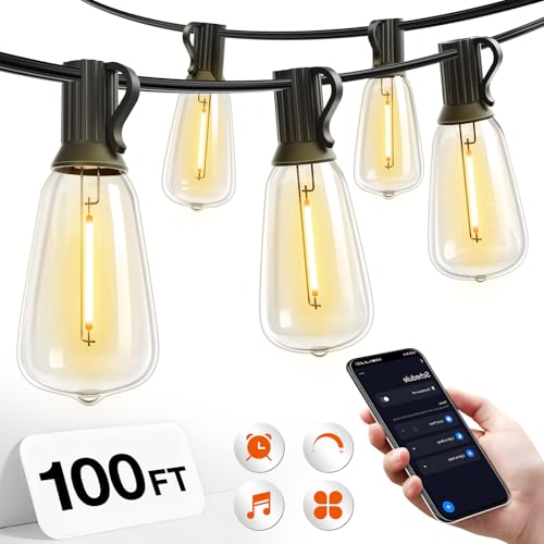 100FT Outdoor String Lights ST38 LED with APP Control Waterproof (100 Foot)