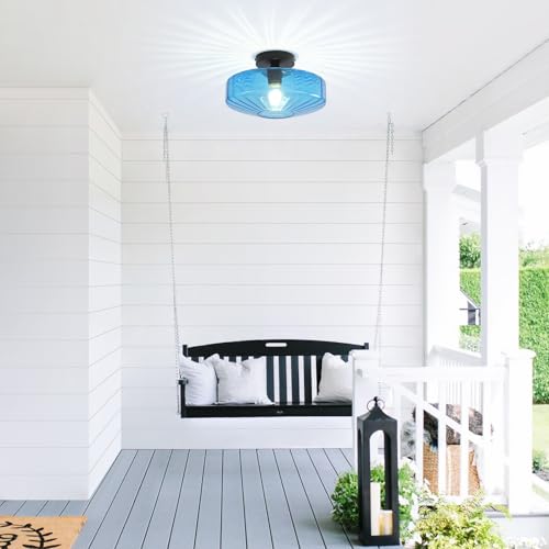 Blue Glass Ceiling Light