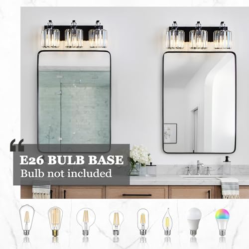 3 Light Black Bathroom Light Fixture Modern Vanity Lights Over Mirror Vintage Wall Sconce Lighting for Bathroom