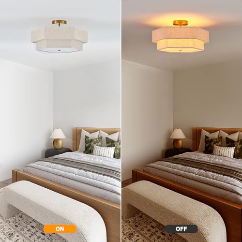 18" Large Gold Semi Flush Mount Ceiling Light