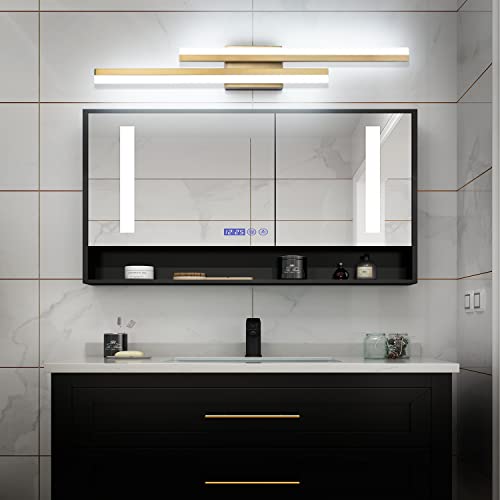 32 Inch LED Vanity Light Brushed Gold Bathroom Light Fixtures Over Mirror Modern Bath Wall Lighting Bar Dimmable