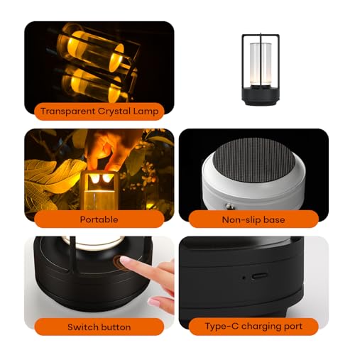 Rechargeable Cordless Small Metal Table Lamp (2 Count)