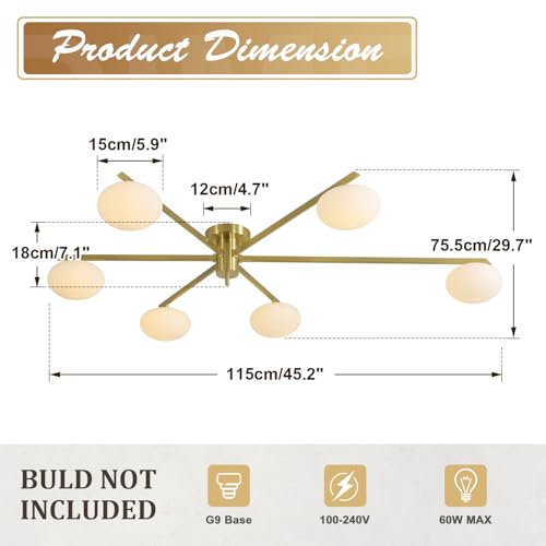 6 Light Sputnik Ceiling Light Fixture