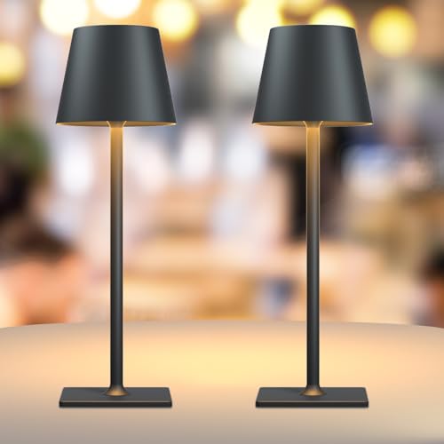 Black Cordless Table Lamps (2 Count)