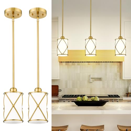 Brushed Gold Pendant Lights Kitchen Island (2 Count)