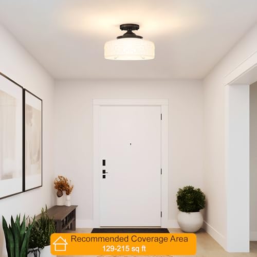 Black Semi Flush Mount Ceiling Light with Hand