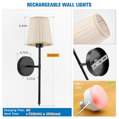 19.9 inch Battery Operated Wall Sconce Set of 2 (2 Count)
