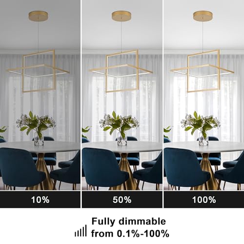 Modern Gold LED Square Hanging Pendant Chandelier
