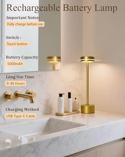 2 Pack LED Cordless Table Lamp Rechargeable (2 Count)