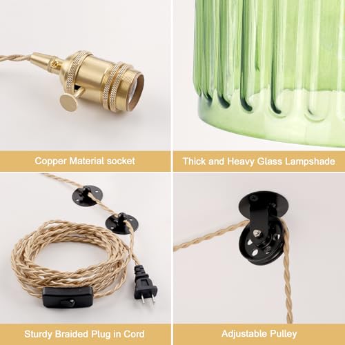 Plug in Pendant Light Hanging Light Fixture Corded On