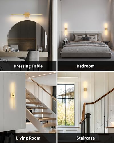 Gold 23.6" Cordless Wall Sconces Set of 2 (2 Count)