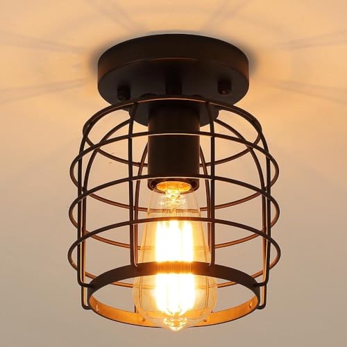 Industrial Vintage Flush Mount Ceiling Light (2 Count)