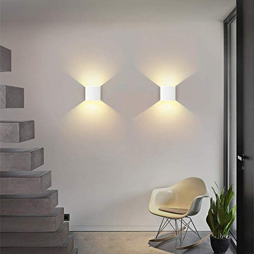 White Mini Metal 10W Warm White Hardwired Up Down LED Wall Sconce (2 Count)