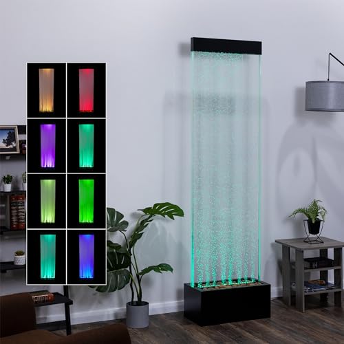 72" Tall Indoor Floor Bubble Wall Fountain with Remote and Color