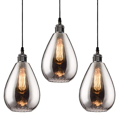 3 Packs Industrial Glass Pendant Lights (3 Count)