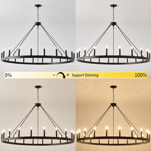 53 Inch Black Extra Large Wagon Wheel Chandelier