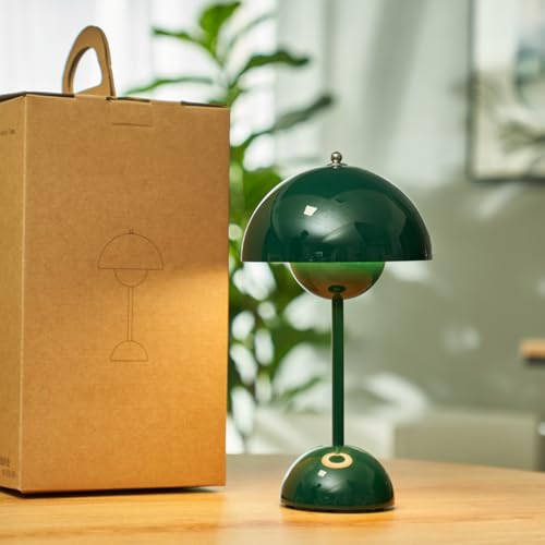 Modern Flower Bud Lamp 12" Cordless Touch Lamp Dimmable 2600mAh Rechargeable Desk Lamp Nordic Minimalist Mushroom Lamp Nightstand Bedside Lamp for Bedroom Living Room