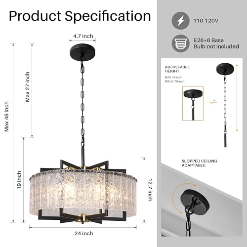 Modern Black Crystal Chandeliers for Dining Room