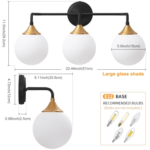 Black Gold Bathroom Light Fixtures Over Mirror Vanity 3
