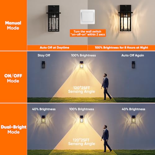 2 Pack Motion Sensor Outdoor Wall Lights with GFCI Outlet (2 Count)