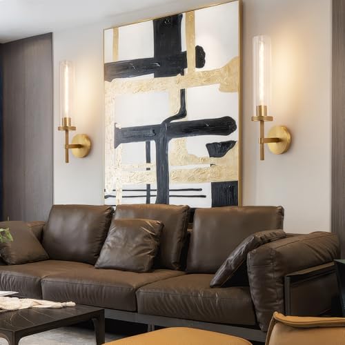 19.5" Knurled‑Craft Hardwired Brass Wall Sconce