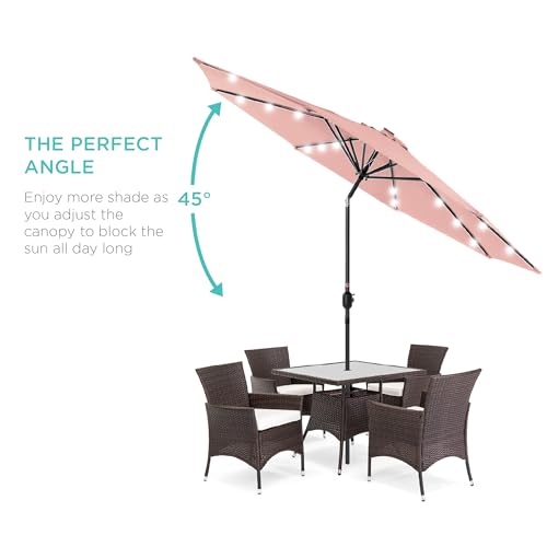 10ft Solar Polyester LED Lighted Patio Umbrella w