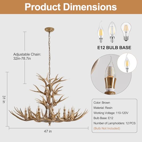 12 Light Antlers Chandelier