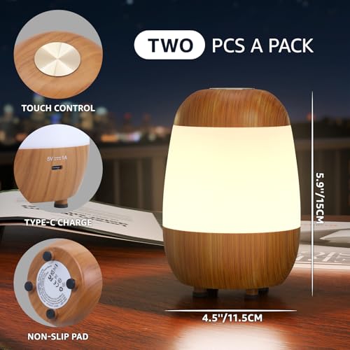 2 Pack Rechargeable Small Night Light Touch Dimmable Cordless Lamp
