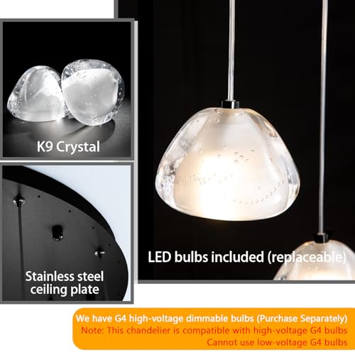 Modern Chandelier Crystal Pendant Light for Kitchen Island Dining Room Bedroom Hallway Black