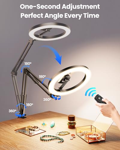 Magnetic Ring Light Overhead Camera Phone Mount for Desk