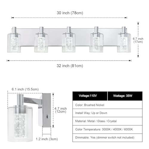Vanity Light with 3 Color Modes (5 Count)