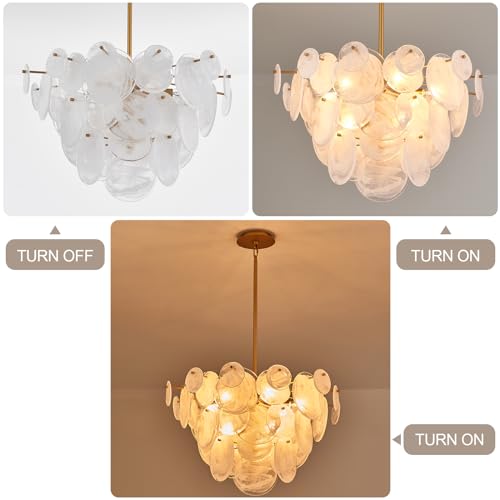 Dia 28 Inch Modern Glass Chandeliers for Bedroom