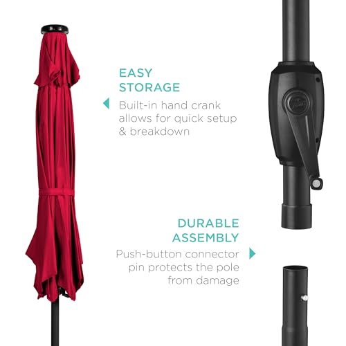 7.5ft Solar Umbrella LED Lighted Patio Umbrella