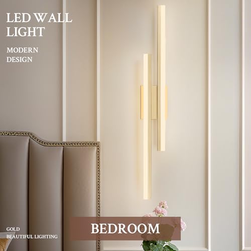 LED Wall Sconce Gold Modern Remote Wall Light Fixtures for Living Room
