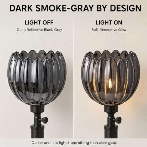 Dark Grey Tulip Glass Lamp Shades Set of 2 (2 Count)