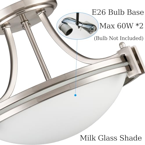 Brushed Nickel Semi Flush Mount Ceiling Light