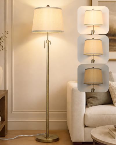 Antique Bronze Floor Lamp Adjustable Height 55 to 65" Tall 3 Brightness Way