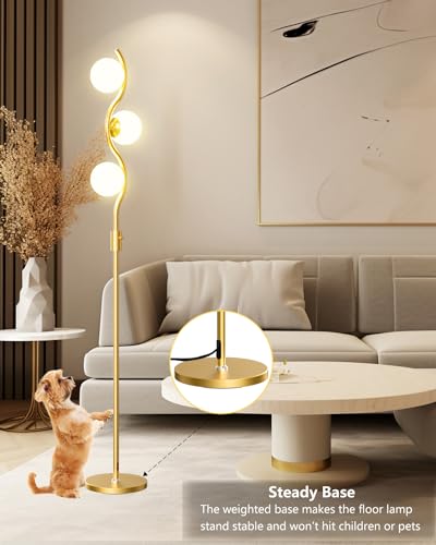 60IN Dimmable Gold Globe Floor Lamp (3 Count)