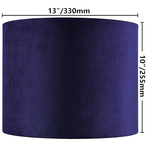 Dark Blue Velvet Drum Lamp Shade 13"×13"×10" Spider