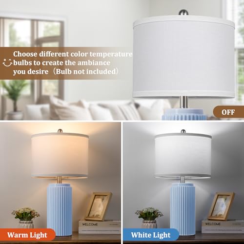 23.5’’ Sky Blue Farmhouse Table Lamps for Living Room Set of 2 (2 Count)