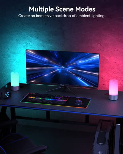 Table Lamp [Advanced] Bedside Touch Control Lamp for Bedroom 3 Level Dimmable Warm White Lights with 256 RGB Color Mode Modern Deisgn Smart Nightstand Desktop LED Lamps Portable for Read