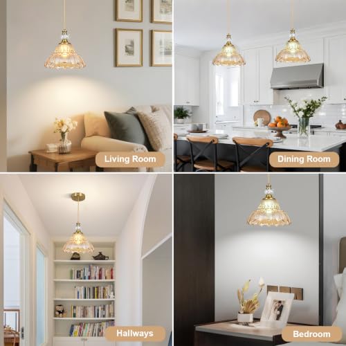 1 Piece Vintage Chandelier in Brushed Gold Finish with Amber Flower (1-Light / Gold and Amber)