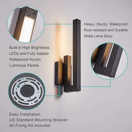 15" Ht Modern Minimalist Linear Outdoor Wall Light