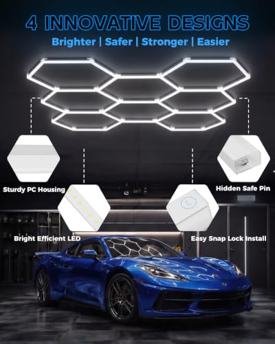 Hexagon Garage Ceiling Light (8-Girds)