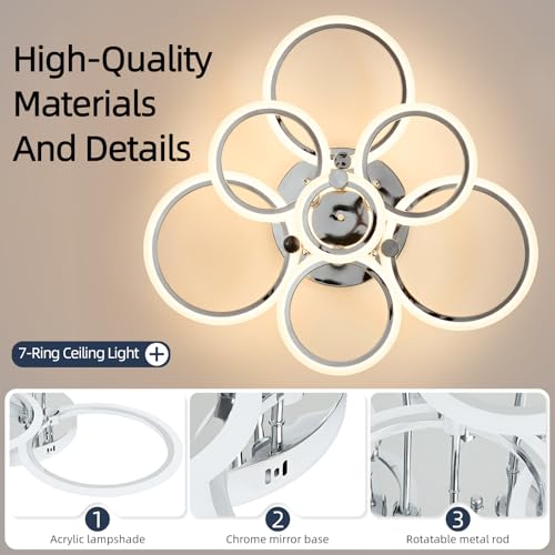 7 Ring Modern LED Flush Mount Ceiling Light