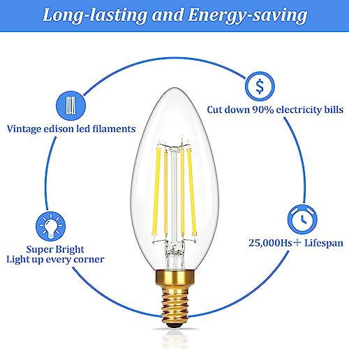 Dimmable E12 Candelabra LED Light Bulbs 60 Watt Equivalent (12 Count)
