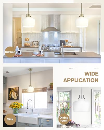Pendant Lights Kitchen Island with Milk Glass Shade