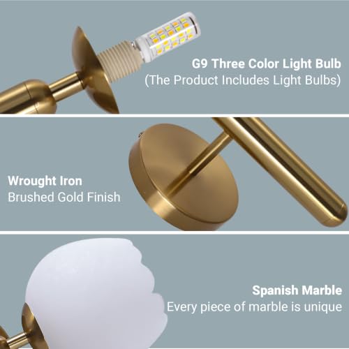 Alabaster Wall Sconces Bathroom Vanity Light Gold 12.6" 1 Pack
