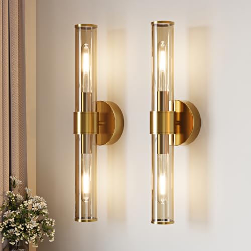 Champagne Gold Battery Operated Wall Sconces Set of 2