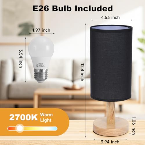 Black Small Bedside Table Lamp for Bedroom